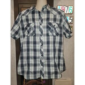 HELIX ATHLETIC FIT mens  SZ XL Western‎ Shirt Button Plaid rodeo cowboy classic
